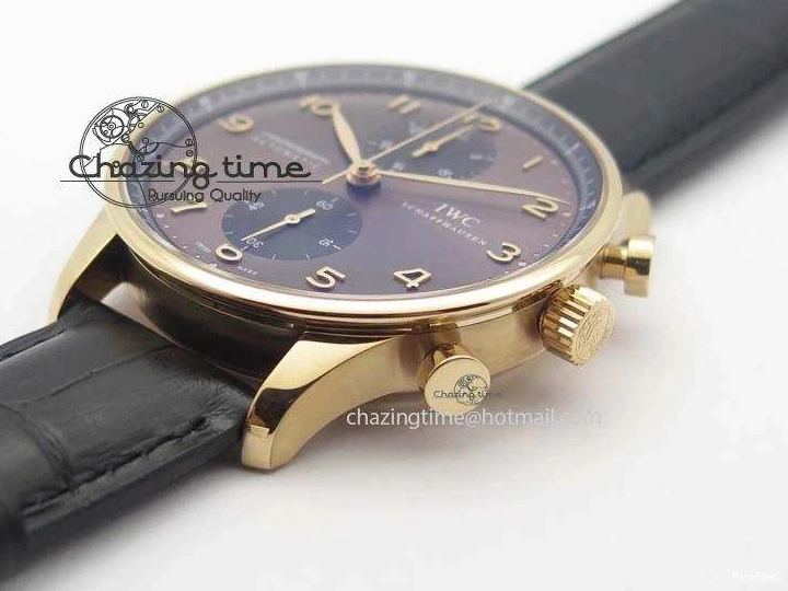 MIROTIME 0325 Classic Portuguese IW371482 ZF 1:1 Best Edition RG Gray Dial Gold Markers On Black Leather Strap A 7265